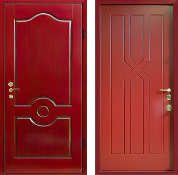 Металлическая дверь с красными панелями МДФ RAL с обеих сторон Металлическая дверь с красными панелями МДФ RAL с обеих сторон